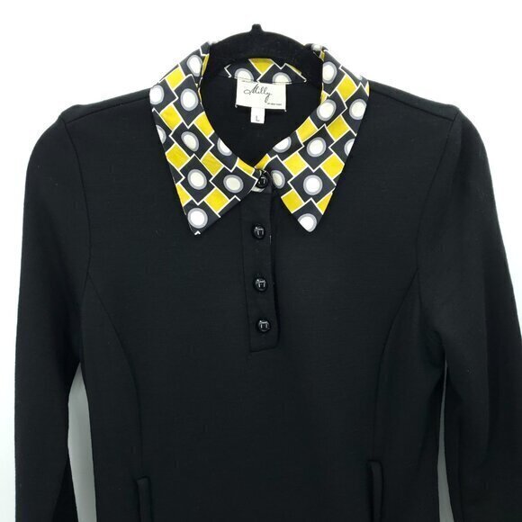 VTG Milly New York Mod-Style Wool/Silk Collared Knit Mini Dress Long Sleeve 6/8 - Picture 4 of 16